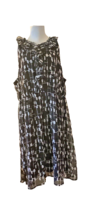 MERONA Dress Black White Geometric Print Ruffles Elastic Waist Sleeveless Size 2 - £18.16 GBP