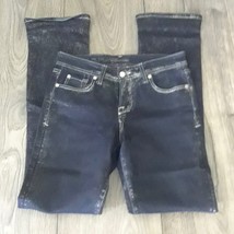 VERTIGO BLING Jeans Dark Blue Skinny Denim Stretch Embellished Silver Foil 28 - £34.27 GBP