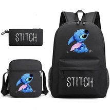 3pcs Set   Lilo &amp; Stitch Backpack  Bag Stitch Pencil Case Black Student School B - £81.35 GBP