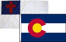 2x3 Christian Christ &amp; State Colorado 2 Pack Flag Wholesale Combo 2&#39;x3&#39; Banner G - £7.56 GBP