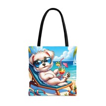 Tote Bag, Dog on Beach, Maltese, Tote bag, 3 Sizes Available, awd-1222 - £22.37 GBP+