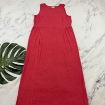 J Jill Jersey Knit Maxi Dress Size M Tall Coral Pink Sleeveless Shift Stretch - £23.34 GBP