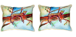 Pair of Betsy Drake Leopard Large Indoor Outdoor Pillows 16x20 - £71.21 GBP