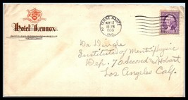 1936 US Cover - Hotel Lenox, St Louis, MO - Terre Haute, IN to Los Angeles D17 - £2.32 GBP
