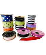13 Rolls Grosgrain Ribbon for Crafts Sewing Hair Polka Dots Stripes Soli... - £18.93 GBP
