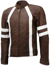 Distressed Brown Leather Motorcycle Jacket - £141.63 GBP