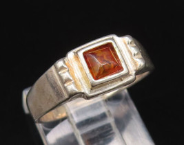 925 Sterling Silver - Vintage Square Baltic Amber Band Ring Sz 7 - RG26046 - $33.27