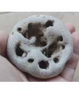 Light Gray Natural Wicca Round Shape Holey Holy Stone &amp; Multiple hole of... - £3.92 GBP