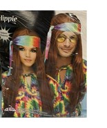 Adult Unisex Halloween Red Hippie Long Hair Wig &amp; Bandana Costume Accessory - $19.80