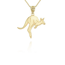 10k Solid Gold Kangaroo Pendant Necklace - Yellow, Rose, or White - £95.84 GBP+