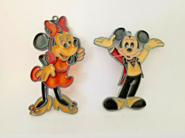 Vintage Walt Disney Mickey and Minnie Stained Glass Suncatcher Window De... - $9.91