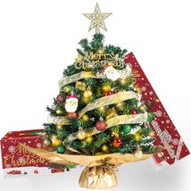 20&quot; Mini Christmas Tree, Artificial Mini Christmas Tree With Lights, Tabletop Ch - £36.37 GBP