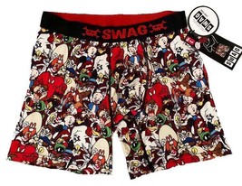 SWAG Allover Print Looney Tunes Characters Pouch Front Satin Weaved Band Boxers - £15.22 GBP