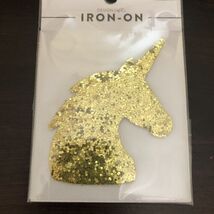 gold glitter unicorn iron on applique Heat Transfer - $81.88 MXN