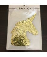 gold glitter unicorn iron on applique Heat Transfer - $6.23 CAD