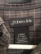 Men&#39;s St. John&#39;s Bay Gray Checkered Button-Up Long-Sleeve Shirt--Size LXT - £7.83 GBP