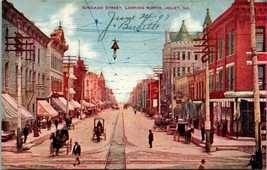 Vtg Postcard 1907 Joilet Illinois IL - Chicago Street Looking North Dirt Street  - £4.62 GBP