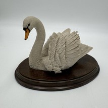 Country Artists Large Swan Painted Figurine England Signed Willis Wood Base - £73.54 GBP