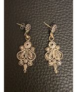 Vintage Silver Toned With Black Enamel Gothic Earrings - $4.95