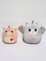 Lot Rare Mini Squishmallows 3.5" Zoe Unicorn w/ Heart & 5" Mystery Squad Unicorn - $6.92