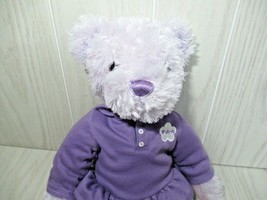 FAO Schwarz purple plush teddy bear shirt dress Toys R Us metal button 2013 - £7.00 GBP