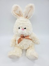Inter American Rabbit Cream Minky w Plaid Bow 11&quot; Plush Stuffed Easter T... - £13.36 GBP
