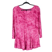 Sami &amp; Jo Blouse 1X Womens Plus Pink Ruffle Long Sleeve Stitching Seams ... - £13.67 GBP