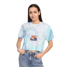 Take a Hike Women&#39;s Tie-Dye Crop Tee Retro Font Sunset Mountain Graphic - £26.63 GBP