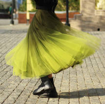 OLIVE GREEN Tulle Midi Skirt Outfit Women Custom Plus Size Tie Dye Tulle Skirt image 6