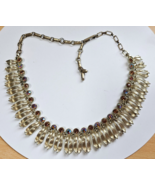 Vintage AB &amp; Brown Rhinestone Bezel Set Collar/Choker Necklace 18&quot; -Adju... - $834.04 MXN