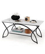 2-Tier Faux Marble Coffee Table with Marble Top and Metal Frame-Black &amp; ... - €129,41 EUR