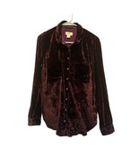 Maeve Anthropologie Karina Purple Velvet Long Sleeve Shirt Button Down S... - £25.21 GBP
