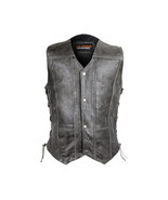 Vance Leather High Mileage Men&#39;s Distressed Gray 10 Pocket Vest - £91.02 GBP+