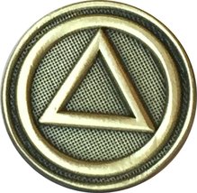RecoveryChip AA Logo Circle Triangle Lapel Pin Alcoholics Anonymous Sobriety Bad - £3.50 GBP