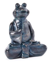 Yoga Frog Statue 7.7" High Lotus Position Meditating Resin Dark Gray Home Decor