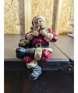 Vtg Shelf Sitter Heavy Santa Smoking Pipe Stocking Holder Christmas Figure - $19.80