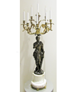 Antique 19th C. French Gilt and Patinated Bronze and Marble Figural Candelabra - $4,945.05