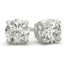 Real 2CT 14K White Gold Plated Silver D/VVS1 Moissanite Diamonds Stud Earrings - £36.83 GBP
