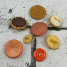 Vtg Button Lot Of 8 Orange Yellow Various Sizes Toggle Back DIY Clothing Crafts - £11.67 GBP
