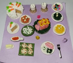 Dollhouse Easter Dinner Set Carrot Cake Ham Potatoes  - £14.12 GBP