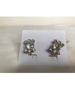 Vintage Rhinestone Screw Back earrings Estate Costume MCM Mid Century Gr... - $18.79