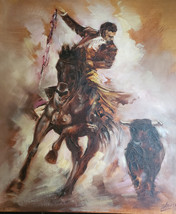 Rare &amp; Signed Robert Barnete Bull and Matador Painting Spain - Spanish Era - £707.95 GBP