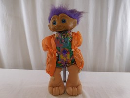 Vintage Troll Doll Ace Novelty Treasure Trolls 15&quot; Purple Hair Blue Eyes - £17.48 GBP