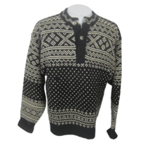 Tommy Hilfiger vintage Mens Sweater Fair Isle brown wool cotton blend pullover - £31.39 GBP