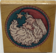 Christmas Santa in a Circle Moon Star Rubber Stampede A1414C Cynthia Har... - $7.82