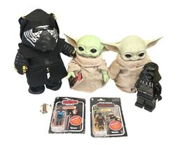 Disney Star Wars Baby Yoda Grogu Lot Darth Vader Alarm Clock Plush Build... - €21,24 EUR