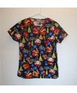 Santa Reindeer SCRUBS TOP Kids Medical Uniform Short Sleeve Christmas Wo... - €12,22 EUR