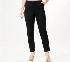 Joan Rivers Petite Fauux Suede Signature Ankle Pant (Black, Petite M) A519692 - $19.68