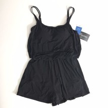 Maxine Of Hollywood Women Romper One Piece Swimsuit Black Size 12 - £22.04 GBP