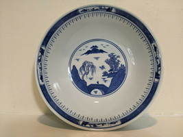 Chinese Blue and White Porcelain Bowl Dish Village Mountain Scene 8&quot; Vin... - £51.95 GBP